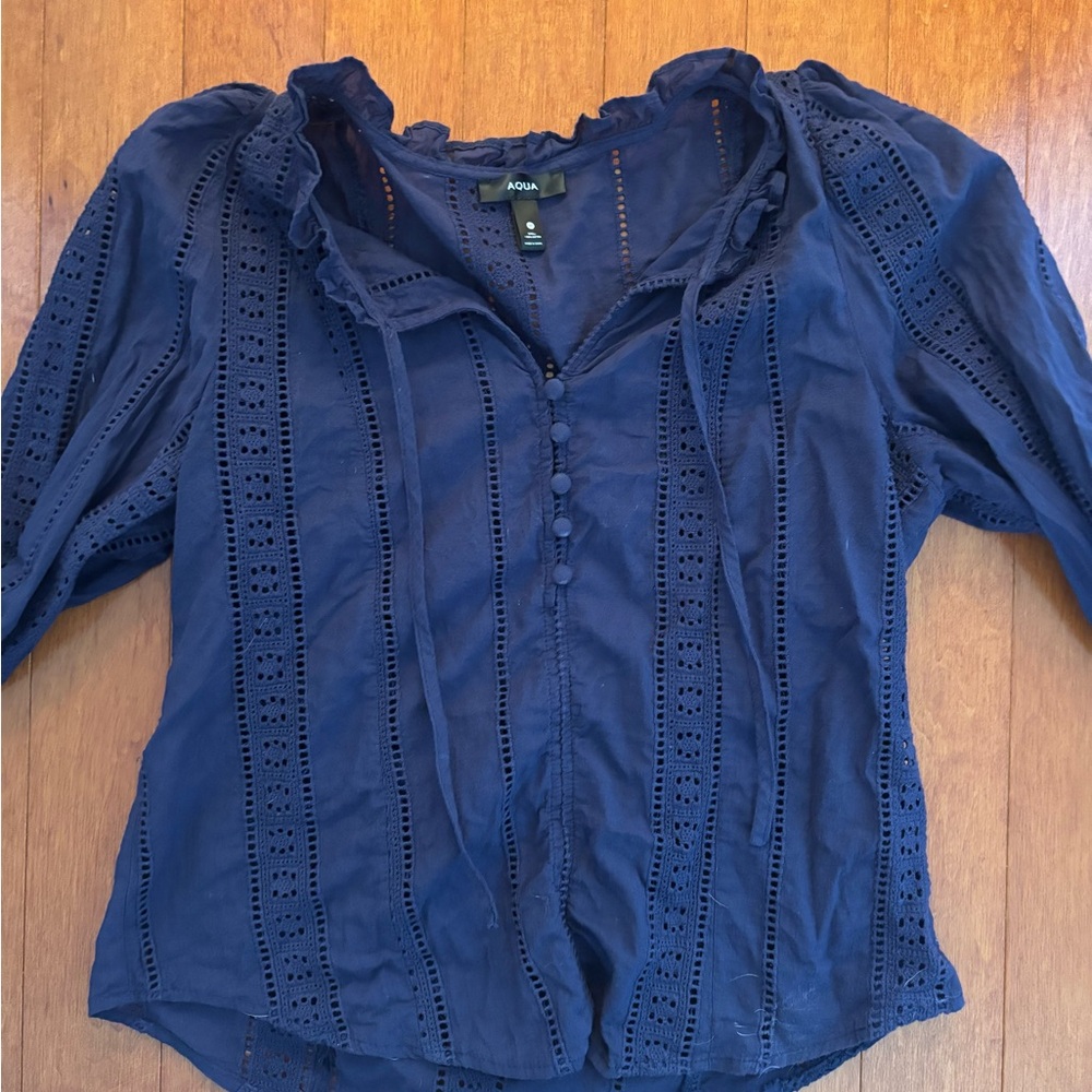 Aqua Midnight Blue Blouse - Picture 2 of 8
